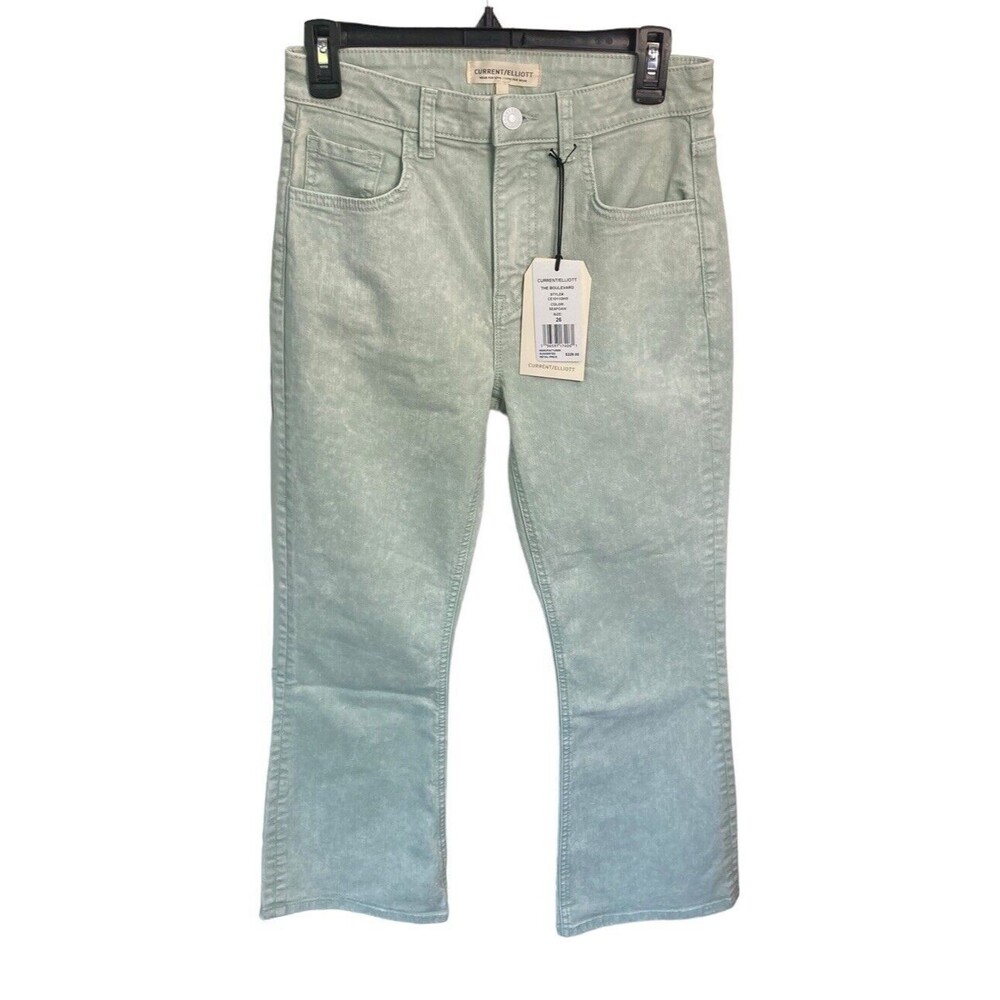 Current Elliott The Boulevard Midrise Crop Boot Jean In Seafoam Size 26